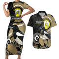 Custom AFL Collingwood NAIDOC Week Couples Matching Short Sleeve Bodycon Dress and Hawaiian Shirt Keep The Fire Burning Indigenous Art