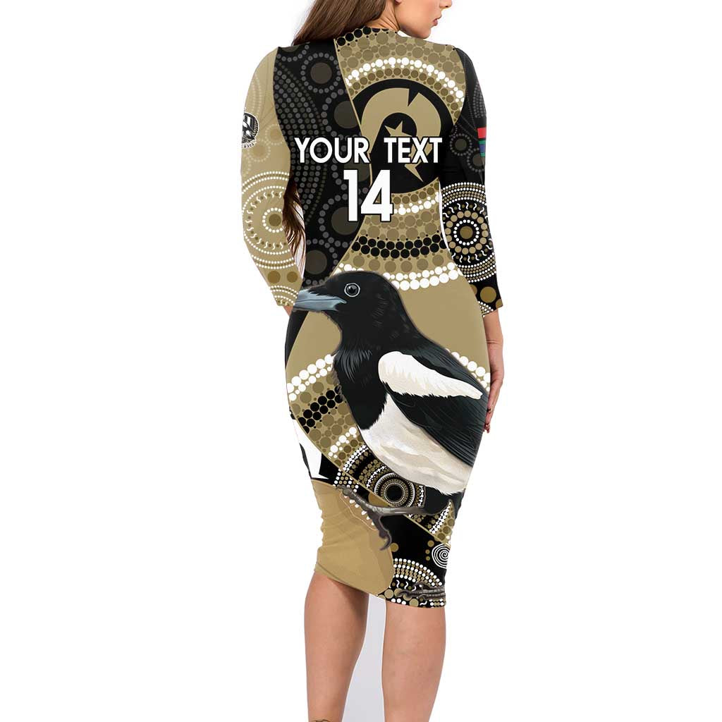 Custom AFL Collingwood NAIDOC Week Family Matching Long Sleeve Bodycon Dress and Hawaiian Shirt Keep The Fire Burning Indigenous Art