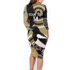 Custom AFL Collingwood NAIDOC Week Family Matching Long Sleeve Bodycon Dress and Hawaiian Shirt Keep The Fire Burning Indigenous Art