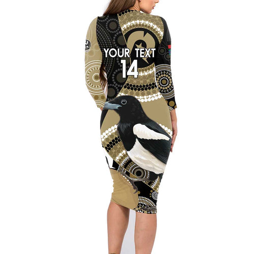 Custom AFL Collingwood NAIDOC Week Family Matching Long Sleeve Bodycon Dress and Hawaiian Shirt Keep The Fire Burning Indigenous Art