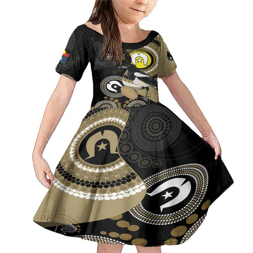 Custom AFL Collingwood NAIDOC Week Family Matching Mermaid Dress and Hawaiian Shirt Keep The Fire Burning Indigenous Art