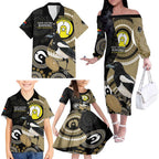 Custom AFL Collingwood NAIDOC Week Family Matching Off The Shoulder Long Sleeve Dress and Hawaiian Shirt Keep The Fire Burning Indigenous Art