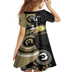 Custom AFL Collingwood NAIDOC Week Family Matching Off The Shoulder Long Sleeve Dress and Hawaiian Shirt Keep The Fire Burning Indigenous Art