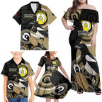 Custom AFL Collingwood NAIDOC Week Family Matching Off Shoulder Maxi Dress and Hawaiian Shirt Keep The Fire Burning Indigenous Art