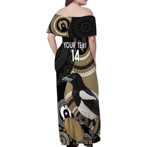 Custom AFL Collingwood NAIDOC Week Family Matching Off Shoulder Maxi Dress and Hawaiian Shirt Keep The Fire Burning Indigenous Art