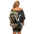 Custom AFL Collingwood NAIDOC Week Family Matching Off Shoulder Short Dress and Hawaiian Shirt Keep The Fire Burning Indigenous Art