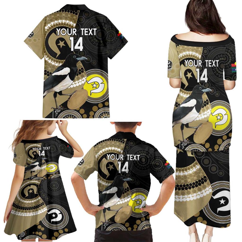 Custom AFL Collingwood NAIDOC Week Family Matching Puletasi and Hawaiian Shirt Keep The Fire Burning Indigenous Art