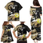 Custom AFL Collingwood NAIDOC Week Family Matching Puletasi and Hawaiian Shirt Keep The Fire Burning Indigenous Art