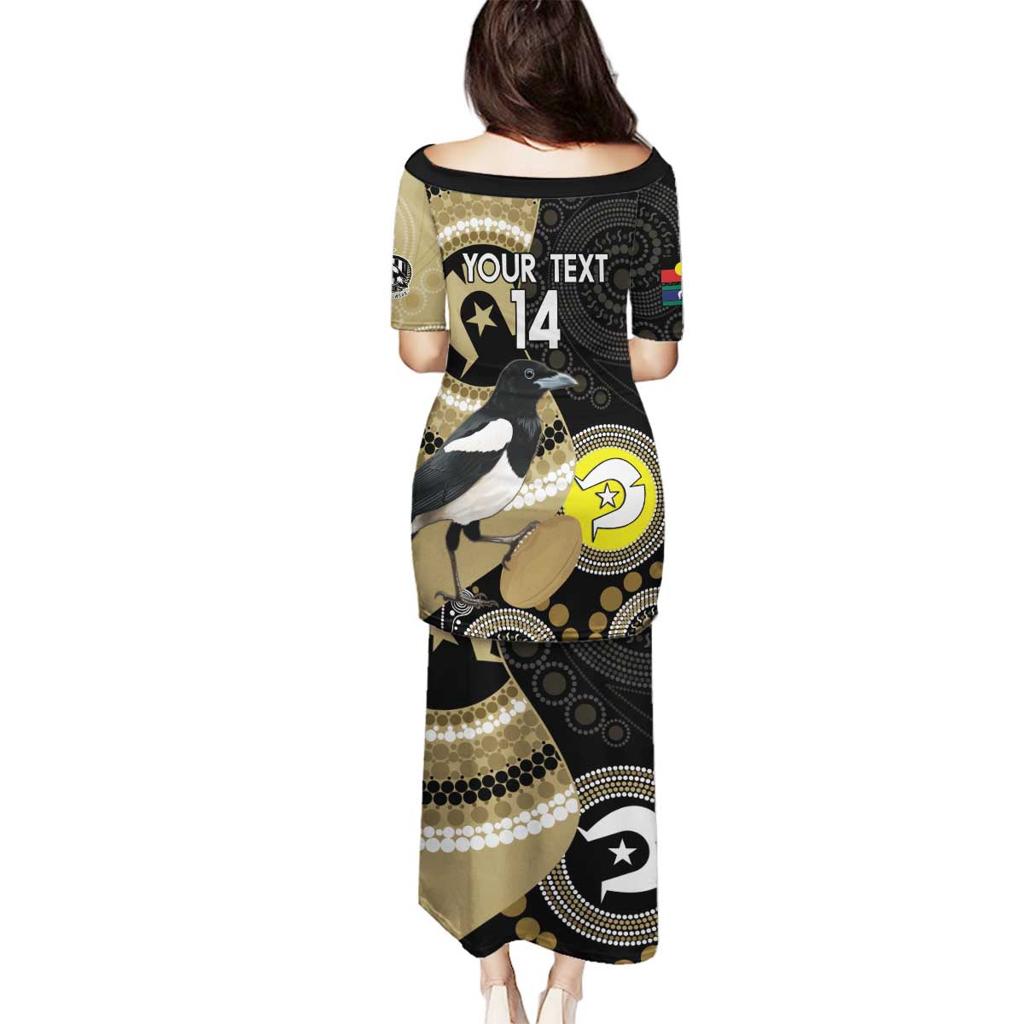 Custom AFL Collingwood NAIDOC Week Family Matching Puletasi and Hawaiian Shirt Keep The Fire Burning Indigenous Art