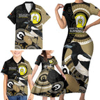 Custom AFL Collingwood NAIDOC Week Family Matching Short Sleeve Bodycon Dress and Hawaiian Shirt Keep The Fire Burning Indigenous Art