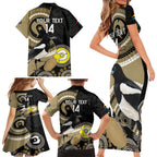 Custom AFL Collingwood NAIDOC Week Family Matching Short Sleeve Bodycon Dress and Hawaiian Shirt Keep The Fire Burning Indigenous Art