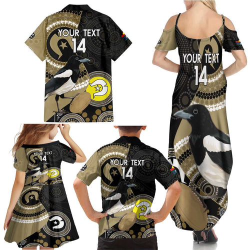 Custom AFL Collingwood NAIDOC Week Family Matching Summer Maxi Dress and Hawaiian Shirt Keep The Fire Burning Indigenous Art