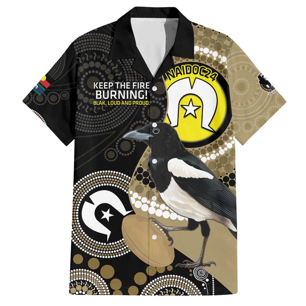 Custom AFL Collingwood NAIDOC Week Family Matching Summer Maxi Dress and Hawaiian Shirt Keep The Fire Burning Indigenous Art