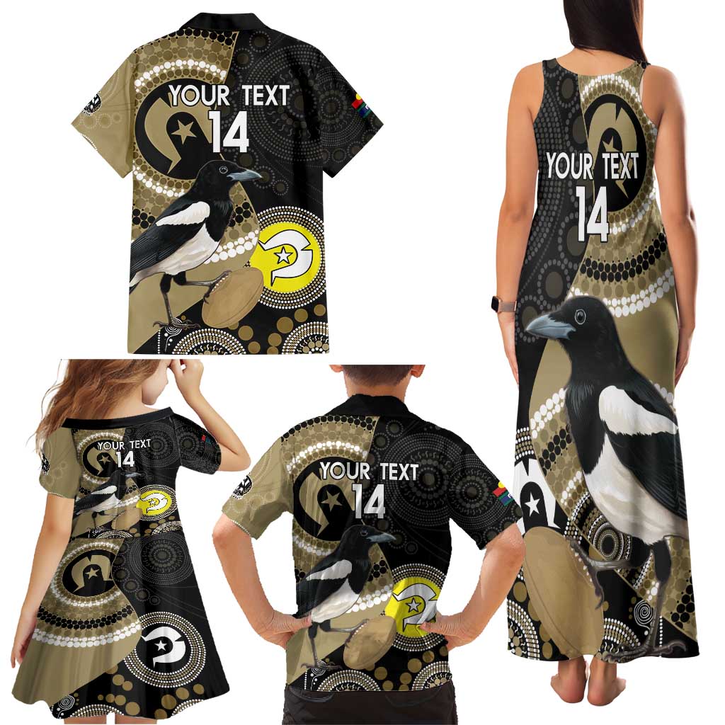 Custom AFL Collingwood NAIDOC Week Family Matching Tank Maxi Dress and Hawaiian Shirt Keep The Fire Burning Indigenous Art