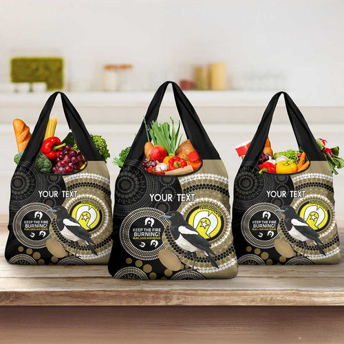 Custom AFL Collingwood NAIDOC Week Grocery Bag Keep The Fire Burning Indigenous Art