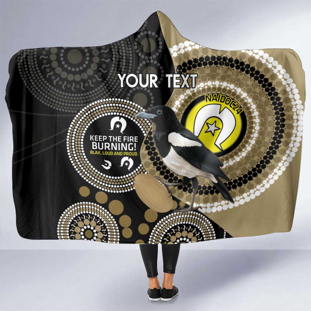 Custom AFL Collingwood NAIDOC Week Hooded Blanket Keep The Fire Burning Indigenous Art