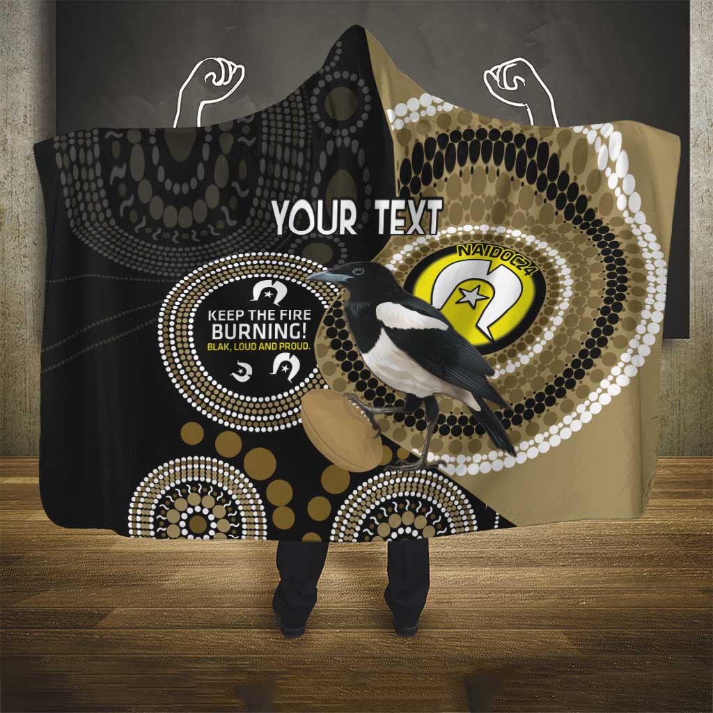 Custom AFL Collingwood NAIDOC Week Hooded Blanket Keep The Fire Burning Indigenous Art