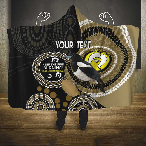 Custom AFL Collingwood NAIDOC Week Hooded Blanket Keep The Fire Burning Indigenous Art