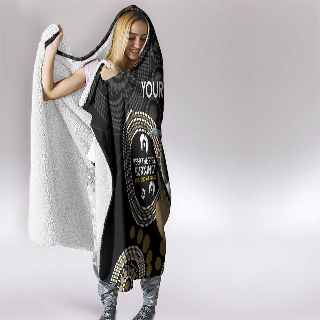 Custom AFL Collingwood NAIDOC Week Hooded Blanket Keep The Fire Burning Indigenous Art