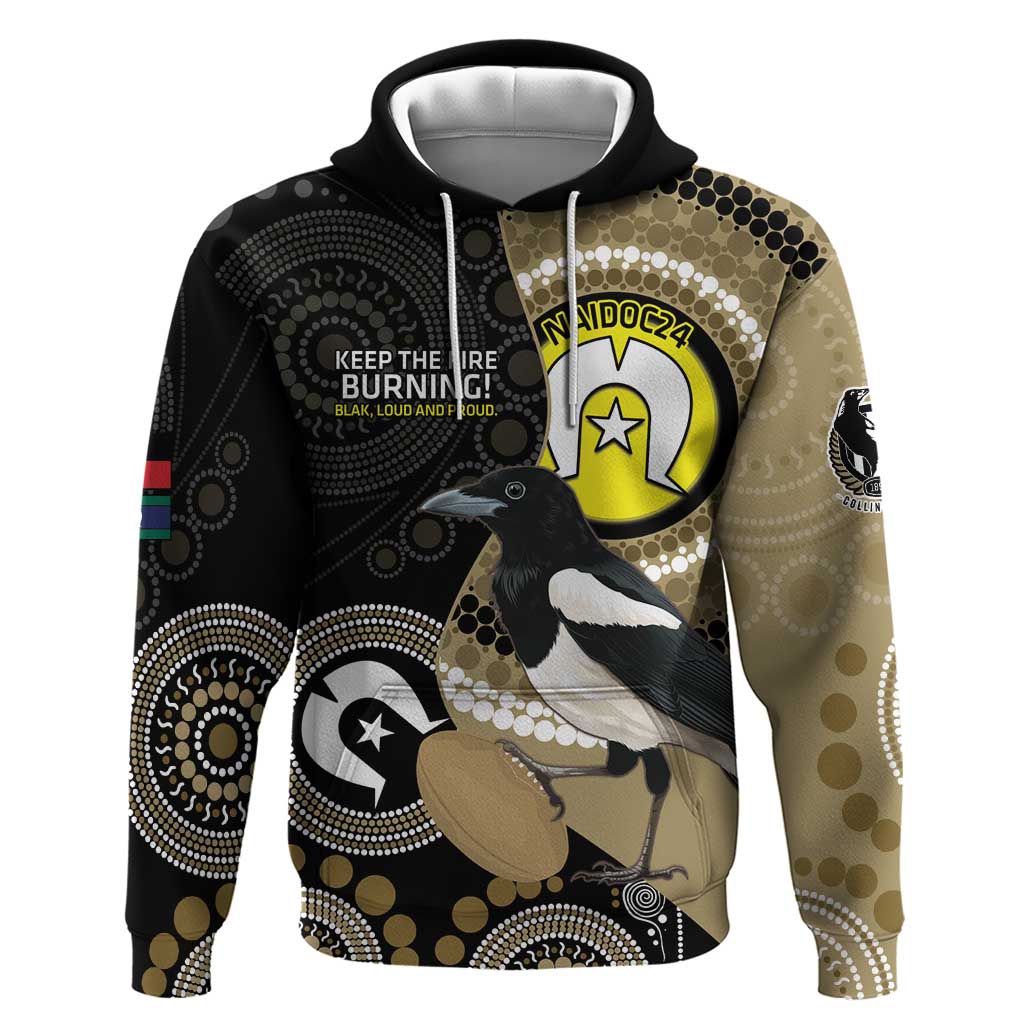 Custom AFL Collingwood NAIDOC Week Hoodie Keep The Fire Burning Indigenous Art