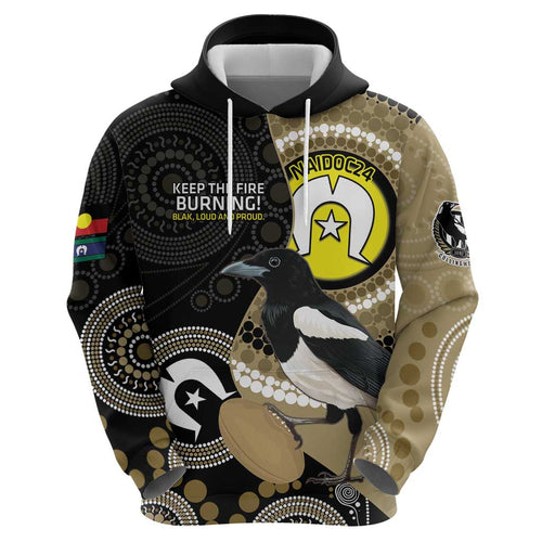 Custom AFL Collingwood NAIDOC Week Hoodie Keep The Fire Burning Indigenous Art