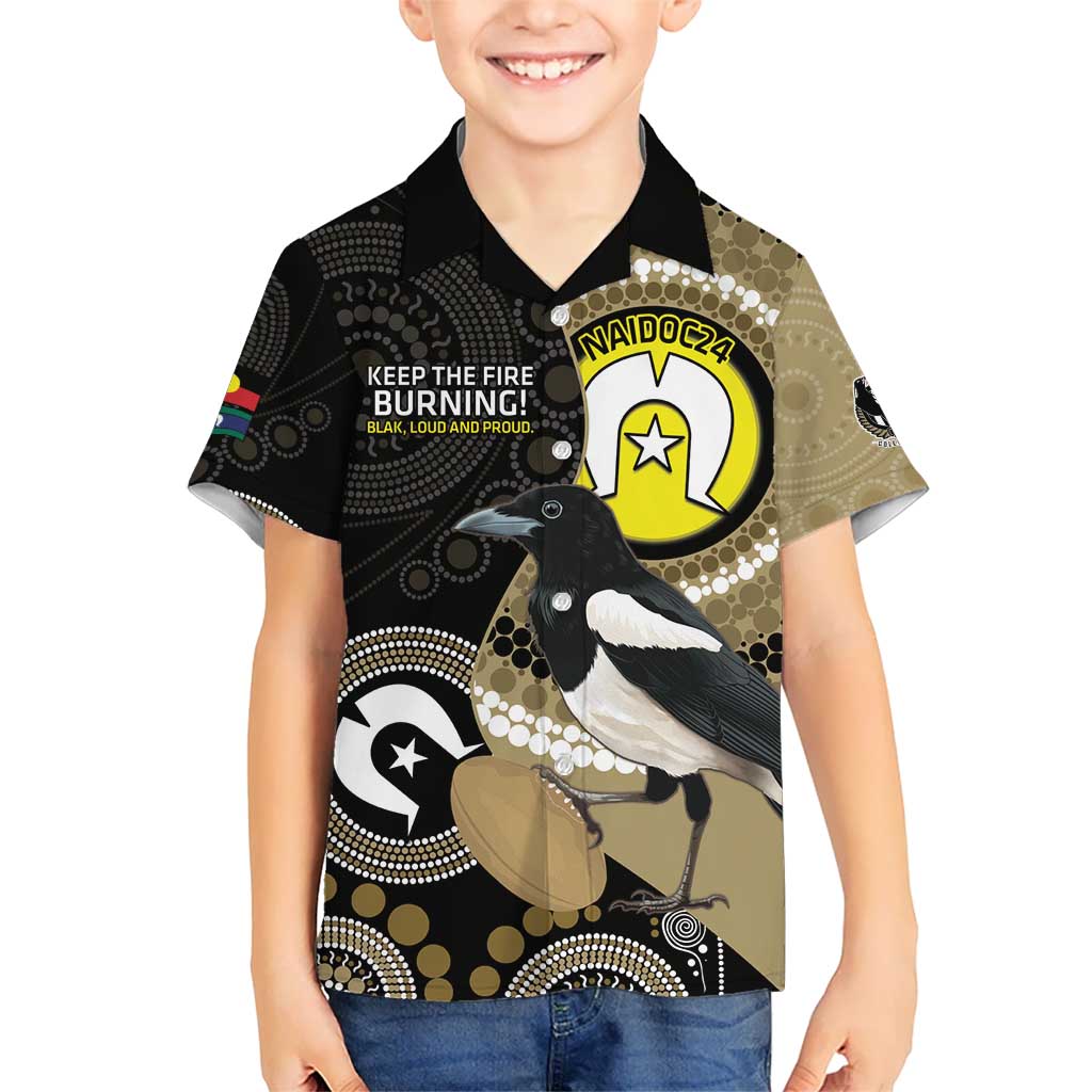 Custom AFL Collingwood NAIDOC Week Kid Hawaiian Shirt Keep The Fire Burning Indigenous Art