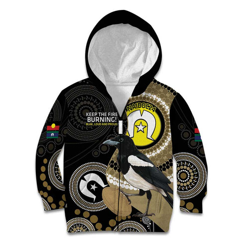 Custom AFL Collingwood NAIDOC Week Kid Hoodie Keep The Fire Burning Indigenous Art