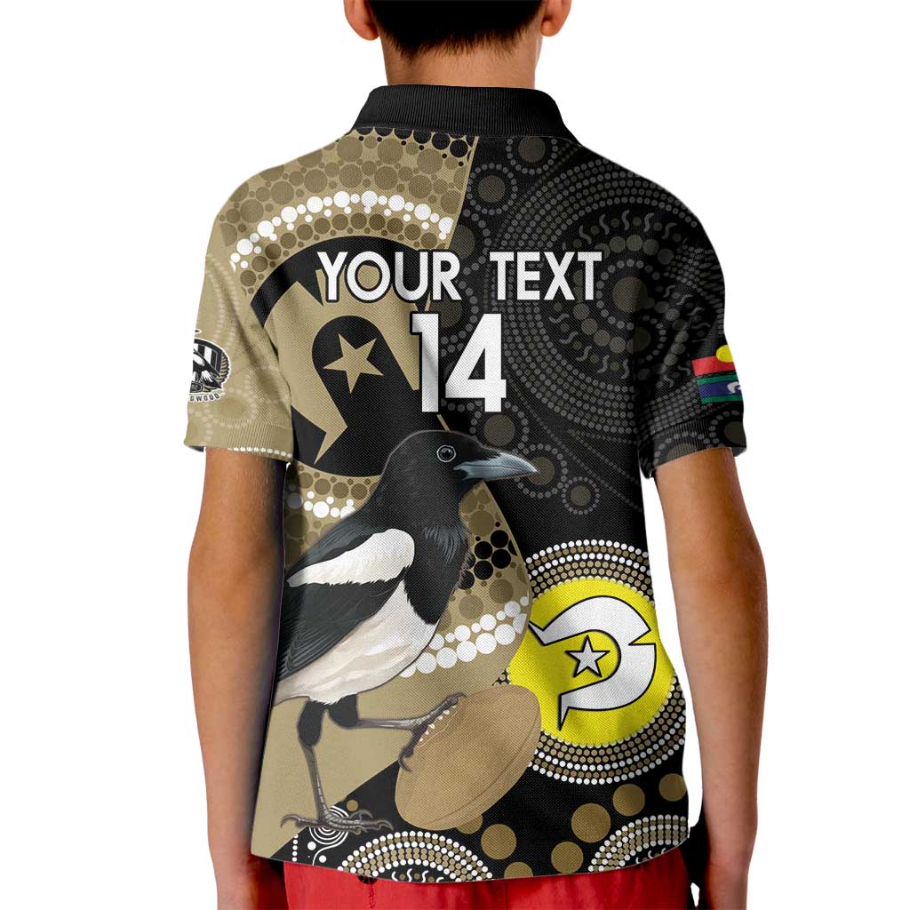 Custom AFL Collingwood NAIDOC Week Kid Polo Shirt Keep The Fire Burning Indigenous Art