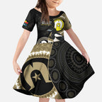 Custom AFL Collingwood NAIDOC Week Kid Short Sleeve Dress Keep The Fire Burning Indigenous Art