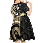 Custom AFL Collingwood NAIDOC Week Kid Short Sleeve Dress Keep The Fire Burning Indigenous Art