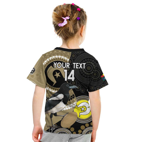 Custom AFL Collingwood NAIDOC Week Kid T Shirt Keep The Fire Burning Indigenous Art