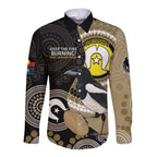 Custom AFL Collingwood NAIDOC Week Long Sleeve Button Shirt Keep The Fire Burning Indigenous Art