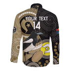 Custom AFL Collingwood NAIDOC Week Long Sleeve Button Shirt Keep The Fire Burning Indigenous Art