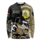 Custom AFL Collingwood NAIDOC Week Long Sleeve Shirt Keep The Fire Burning Indigenous Art