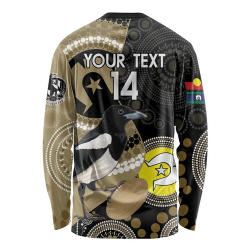 Custom AFL Collingwood NAIDOC Week Long Sleeve Shirt Keep The Fire Burning Indigenous Art