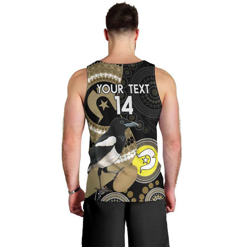 Custom AFL Collingwood NAIDOC Week Men Tank Top Keep The Fire Burning Indigenous Art