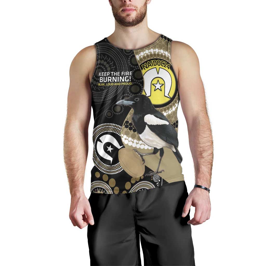 Custom AFL Collingwood NAIDOC Week Men Tank Top Keep The Fire Burning Indigenous Art