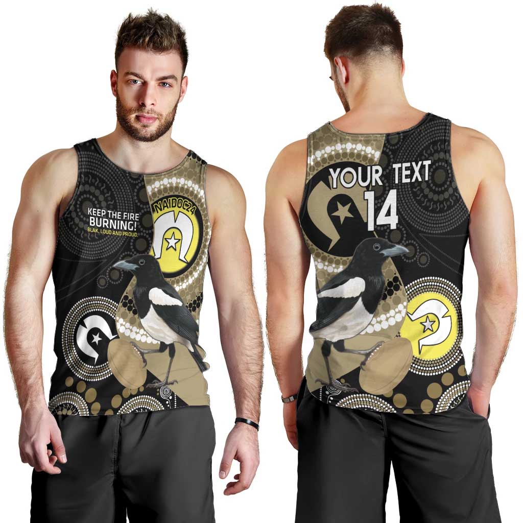 Custom AFL Collingwood NAIDOC Week Men Tank Top Keep The Fire Burning Indigenous Art