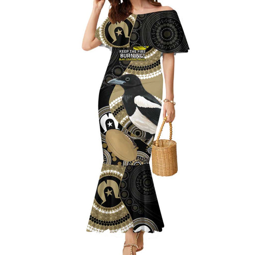 Custom AFL Collingwood NAIDOC Week Mermaid Dress Keep The Fire Burning Indigenous Art