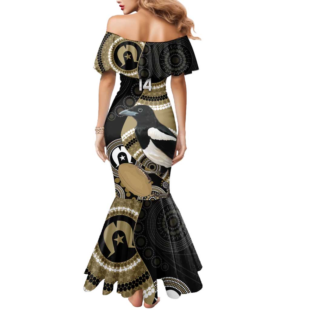 Custom AFL Collingwood NAIDOC Week Mermaid Dress Keep The Fire Burning Indigenous Art