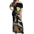 Custom AFL Collingwood NAIDOC Week Off Shoulder Maxi Dress Keep The Fire Burning Indigenous Art