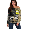 Custom AFL Collingwood NAIDOC Week Off Shoulder Sweater Keep The Fire Burning Indigenous Art