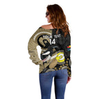 Custom AFL Collingwood NAIDOC Week Off Shoulder Sweater Keep The Fire Burning Indigenous Art