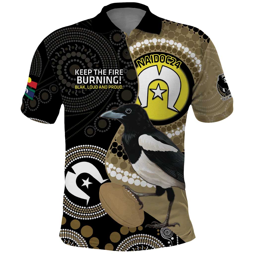 Custom AFL Collingwood NAIDOC Week Polo Shirt Keep The Fire Burning Indigenous Art