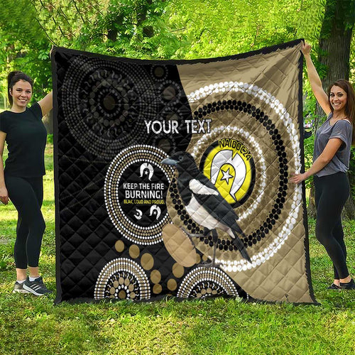 Custom AFL Collingwood NAIDOC Week Quilt Keep The Fire Burning Indigenous Art