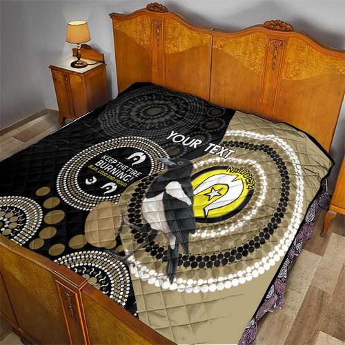 Custom AFL Collingwood NAIDOC Week Quilt Keep The Fire Burning Indigenous Art