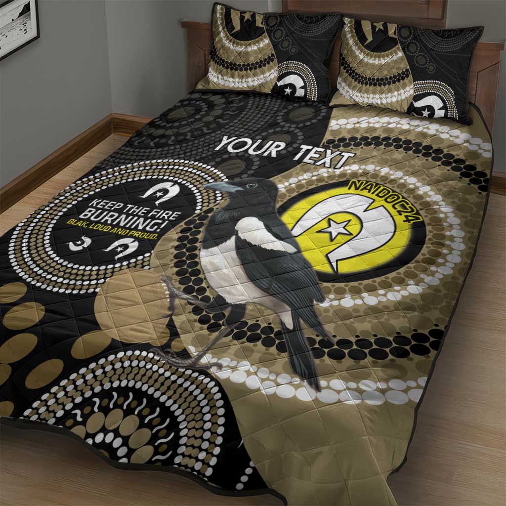Custom AFL Collingwood NAIDOC Week Quilt Bed Set Keep The Fire Burning Indigenous Art