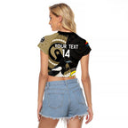 Custom AFL Collingwood NAIDOC Week Raglan Cropped T Shirt Keep The Fire Burning Indigenous Art