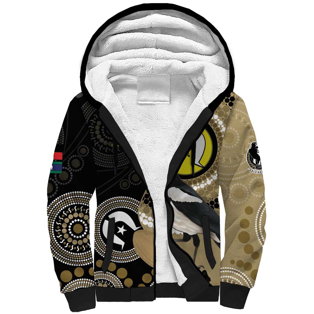 Custom AFL Collingwood NAIDOC Week Sherpa Hoodie Keep The Fire Burning Indigenous Art