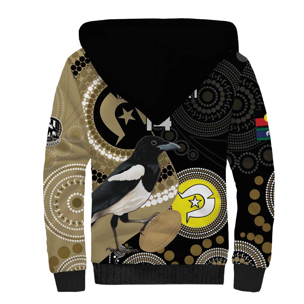 Custom AFL Collingwood NAIDOC Week Sherpa Hoodie Keep The Fire Burning Indigenous Art